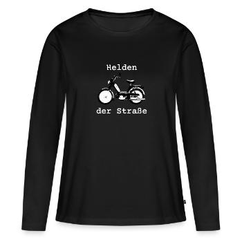 Helden der Straße, Hercules Prima 5, 25 km/h, Mofa - Frauen Premium Bio Langarmshirt - Schwarz - Vorne - Julia (174cm)
