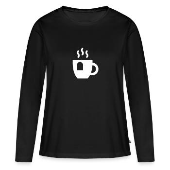 Tee - Frauen Premium Bio Langarmshirt - Schwarz - Vorne - Julia (174cm)