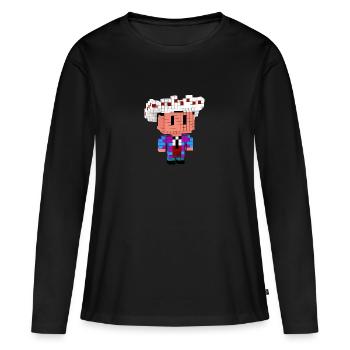 Vendeur - T-shirt manches longues Premium bio Femme - noir - Devant - Julia (174cm)