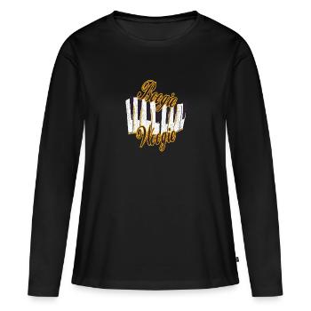 Boogie Woogie Piano Tasten Geschenk - Frauen Premium Bio Langarmshirt - Schwarz - Vorne - Julia (174cm)
