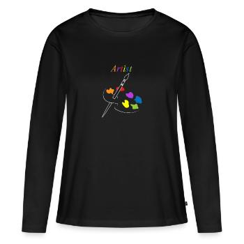 artiste - T-shirt manches longues Premium bio Femme - noir - Devant - Julia (174cm)