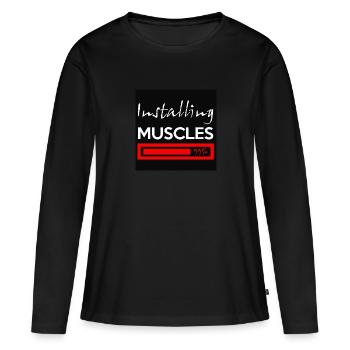musculation - T-shirt manches longues Premium bio Femme - noir - Devant - Julia (174cm)