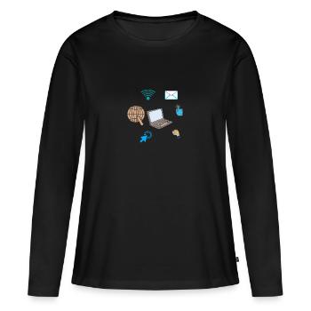 VERBUNDENER COMPUTER - Frauen Premium Bio Langarmshirt - Schwarz - Vorne - Julia (174cm)
