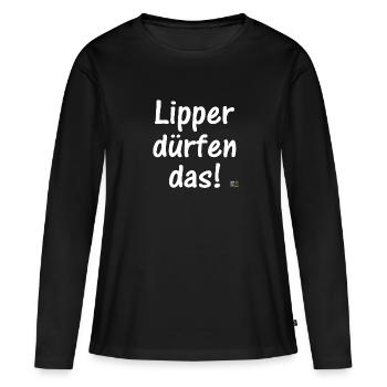 Lipper dürfen das, Kreis Lippe Hermannsdenkmal - Frauen Premium Bio Langarmshirt - Schwarz - Vorne - Julia (174cm)