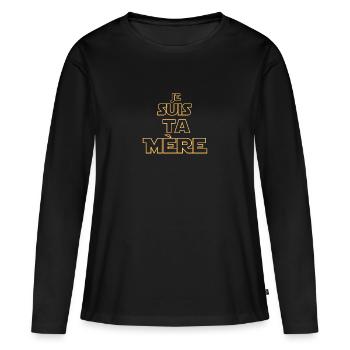 t-shirt maman, geek, idée cadeau - T-shirt manches longues Premium bio Femme - noir - Devant - Julia (174cm)