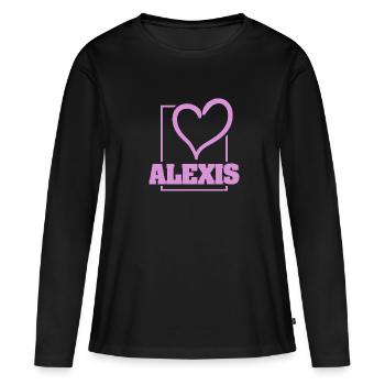 Alexis - T-shirt manches longues Premium bio Femme - noir - Devant - Julia (174cm)