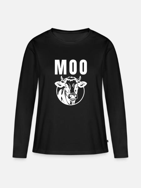 Moo I'm A Cow Funny Farm - Women's Premium Organic Long Sleeve Shirt - black