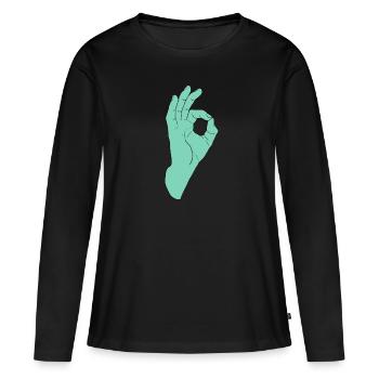 It's A-OK! - Frauen Premium Bio Langarmshirt - Schwarz - Vorne - Julia (174cm)