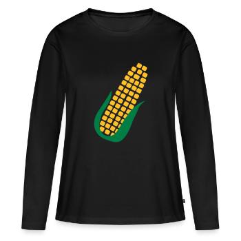 Corn - Women's Premium Organic Long Sleeve Shirt - black - Front - Julia (174cm)