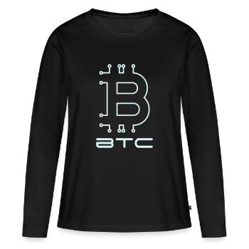 Bitcoin Digital - Frauen Premium Bio Langarmshirt - Schwarz - Vorne - Julia (174cm)