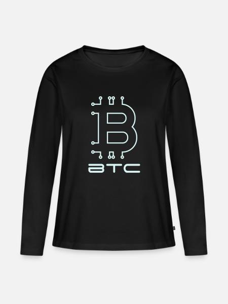Bitcoin Digital - Frauen Premium Bio Langarmshirt - Schwarz