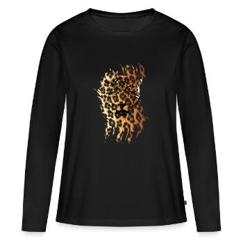 Leopard in camouflage - Women's Premium Organic Long Sleeve Shirt - black - Front - Julia (174cm)