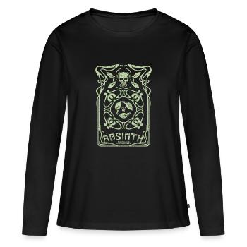 Absinth T Shirt La Fée Verte Art Nouveau Shabby - Frauen Premium Bio Langarmshirt - Schwarz - Vorne - Julia (174cm)