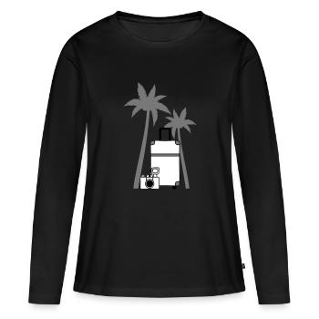 Caméra valise palme - T-shirt manches longues Premium bio Femme - noir - Devant - Julia (174cm)