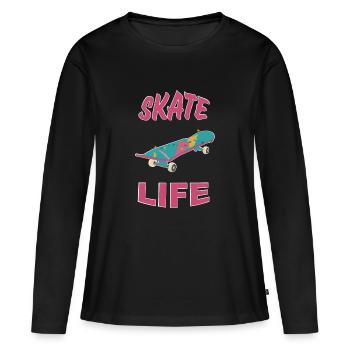 Skate-Leben - Frauen Premium Bio Langarmshirt - Schwarz - Vorne - Julia (174cm)