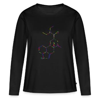 LSD Molécule d’acide lysergique diéthylamide Formule structurelle - T-shirt manches longues Premium bio Femme - noir - Devant - Julia (174cm)