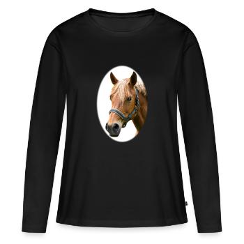 Cheval. Cheval. - T-shirt manches longues Premium bio Femme - noir - Devant - Julia (174cm)