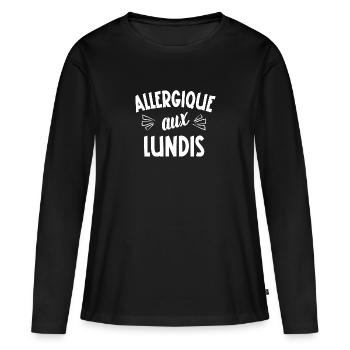 allergique aux lundis - T-shirt manches longues Premium bio Femme - noir - Devant - Julia (174cm)