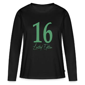 16e idée de cadeau d’anniversaire seize - T-shirt manches longues Premium bio Femme - noir - Devant - Julia (174cm)