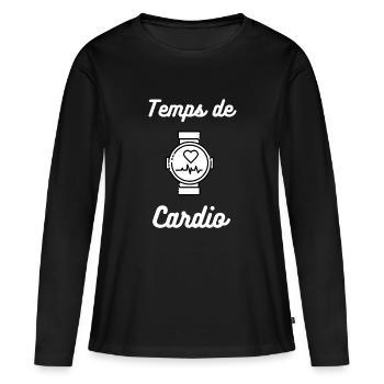 Temps de cardio : Cardio time - T-shirt manches longues Premium bio Femme - noir - Devant - Julia (174cm)