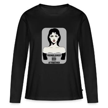 Schönheit mit Biss: Freundlichkeit macht attraktiv - Frauen Premium Bio Langarmshirt - Schwarz - Vorne - Julia (174cm)