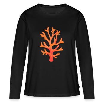 Corail rouge - T-shirt manches longues Premium bio Femme - noir - Devant - Julia (174cm)