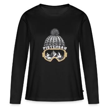 Piste cochon Skieur Snowboarder Sports d’hiver - T-shirt manches longues Premium bio Femme - noir - Devant - Julia (174cm)