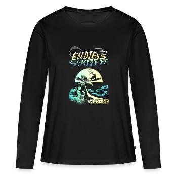 L’été sans fin - T-shirt manches longues Premium bio Femme - noir - Devant - Julia (174cm)