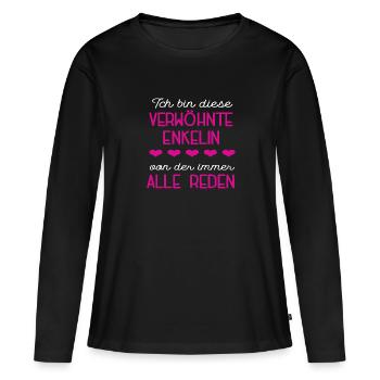 Enkelin Enkel Mädchen Enkeln Enkeltochter Verwöhnt - Frauen Premium Bio Langarmshirt - Schwarz - Vorne - Julia (174cm)