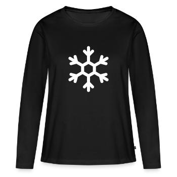 Cristal de glace Flocon de neige hiver Noël - T-shirt manches longues Premium bio Femme - noir - Devant - Julia (174cm)