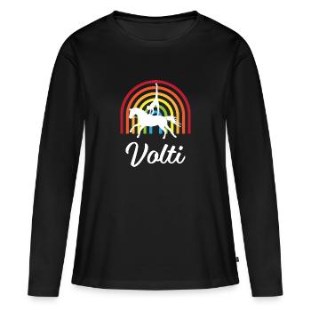Volti Pferdesport Voltigieren Regenbogen - Frauen Premium Bio Langarmshirt - Schwarz - Vorne - Julia (174cm)