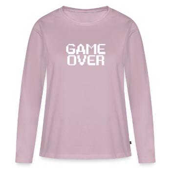 Fin de partie de jeu style retro - GAME OVER - T-shirt manches longues Premium bio Femme - rose poudré - Devant - Julia (174cm)
