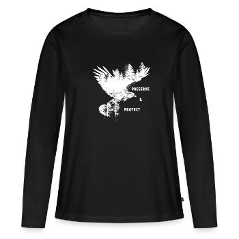 Preserrve & Protect Milan Rouge Oiseau de Proie - T-shirt manches longues Premium bio Femme - noir - Devant - Julia (174cm)
