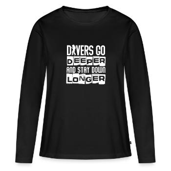 Les plongeurs vont plus loin et restent plus longtemps - T-shirt manches longues Premium bio Femme - noir - Devant - Julia (174cm)