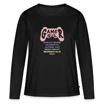 Gamer Girl Guys Chill Your Nuggets - Women's Premium Organic Long Sleeve Shirt - black - Front - Julia (174cm)