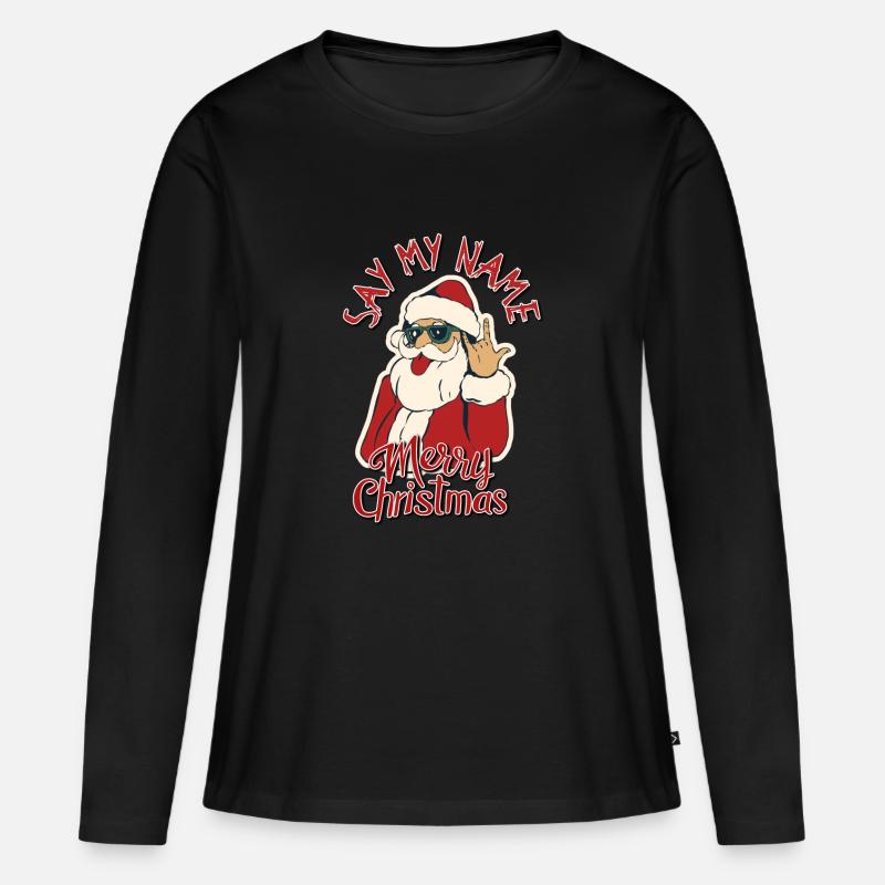 Weihnachtsmann Say my Name - Frauen Premium Bio Langarmshirt - Schwarz