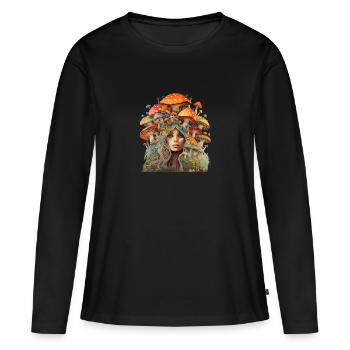 Mutter der Fliegenpilze - Mutter Erde - Frauen Premium Bio Langarmshirt - Schwarz - Vorne - Julia (174cm)