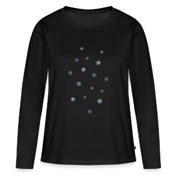 flocons de neige - T-shirt manches longues Premium bio Femme - noir - Devant - Julia (174cm)