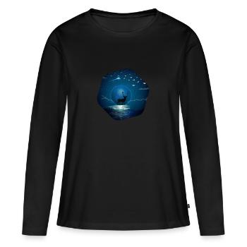 Reh Fantasy - Frauen Premium Bio Langarmshirt - Schwarz - Vorne - Julia (174cm)