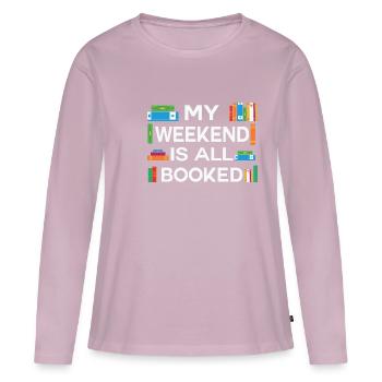 Mon livre sent mieux que votre tablette - T-shirt manches longues Premium bio Femme - rose poudré - Devant - Julia (174cm)