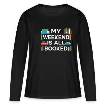 Mon livre sent mieux que votre tablette - T-shirt manches longues Premium bio Femme - noir - Devant - Julia (174cm)