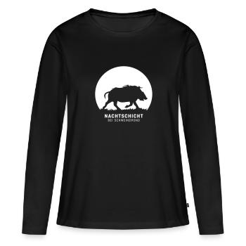 Nachtschicht bei Schweinemond! Jäger Shirt Jaeger - Frauen Premium Bio Langarmshirt - Schwarz - Vorne - Julia (174cm)