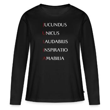 Julia - Frauen Premium Bio Langarmshirt - Schwarz - Vorne - Julia (174cm)