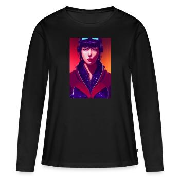 Major Motoko Kusanagi Manga - Women's Premium Organic Long Sleeve Shirt - black - Front - Julia (174cm)