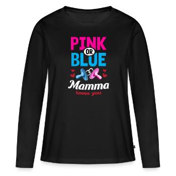 Mamma rose ou bleue vous aime Gender Reveal Party - T-shirt manches longues Premium bio Femme - noir - Devant - Julia (174cm)