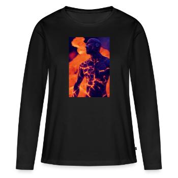 L’homme de lave - T-shirt manches longues Premium bio Femme - noir - Devant - Julia (174cm)