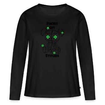 Poupée vaudou de trèfle, griffonnage de fille - T-shirt manches longues Premium bio Femme - noir - Devant - Julia (174cm)