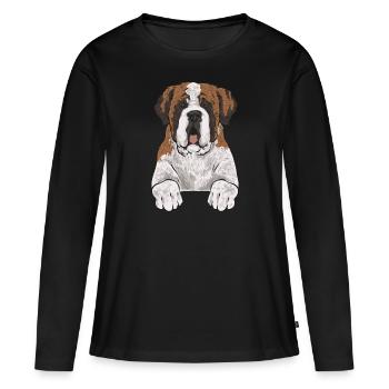 St. Bernard St. Bernard Dog Dog - Women's Premium Organic Long Sleeve Shirt - black - Front - Julia (174cm)