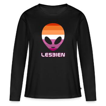 lesbienne alias lesbienne alien 2023 - T-shirt manches longues Premium bio Femme - noir - Devant - Julia (174cm)