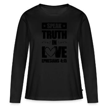bibel liebe verse - Frauen Premium Bio Langarmshirt - Schwarz - Vorne - Julia (174cm)